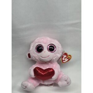 Ty Beanie Boos - Gigi the Valentine's Monkey, Glitter Eyes- READ INFO